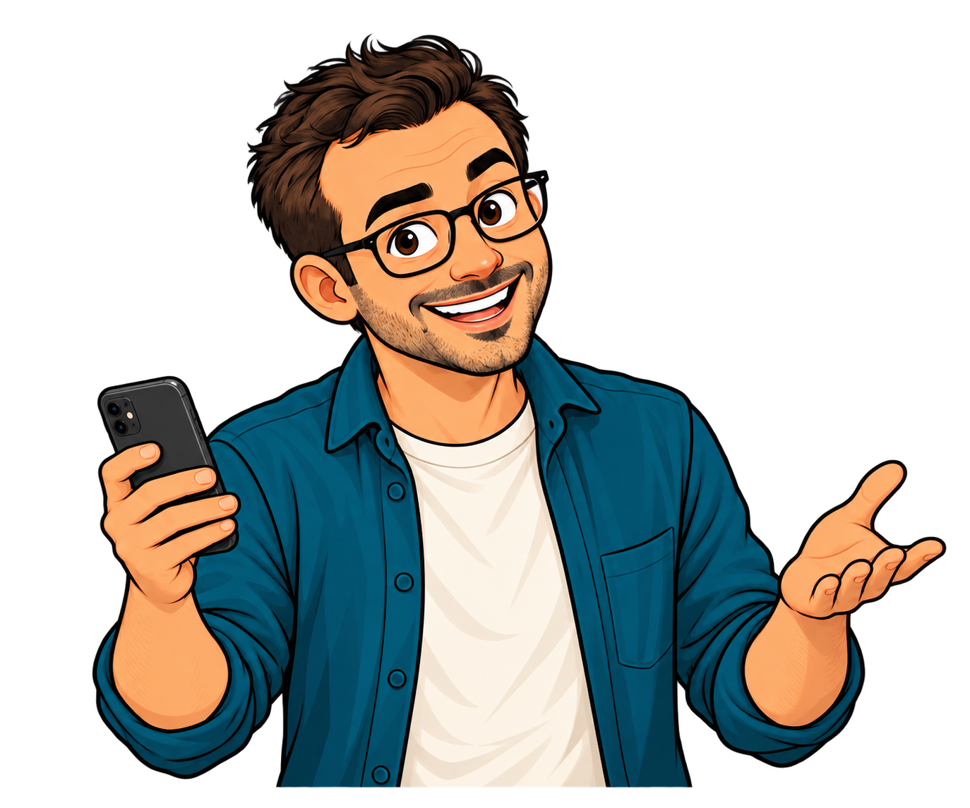 MiniJai smiling and holding a phone